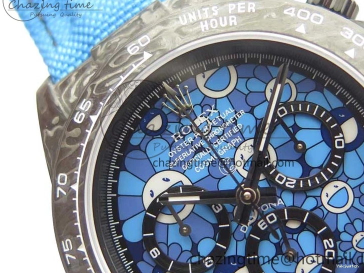 Edition Dial Daytona DIW Strap Blue Carbon A4130 Light Blue OMF Best Light Nylon on 1123